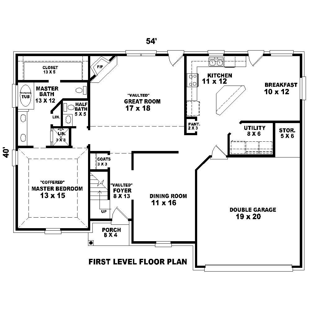 Floor Plan First Story of Country Plan #170-1296