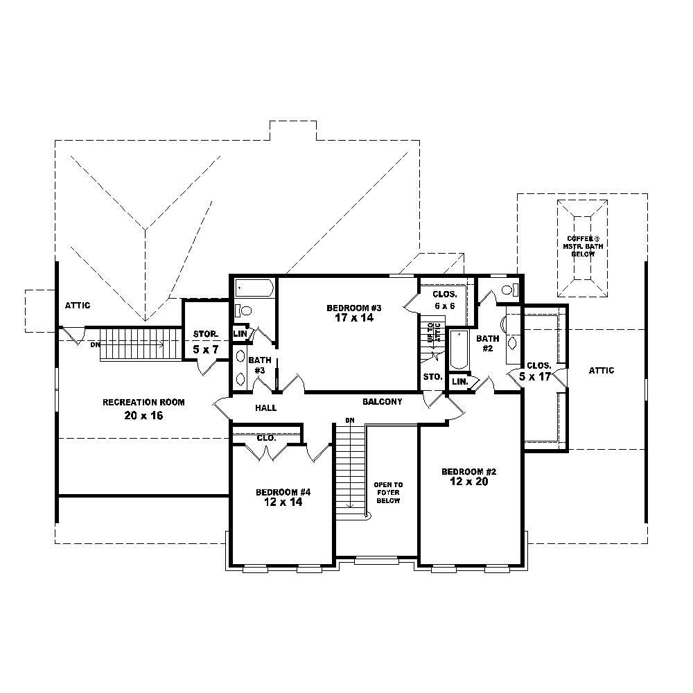 Floor Plan Second Story of Luxury Plan #170-1297