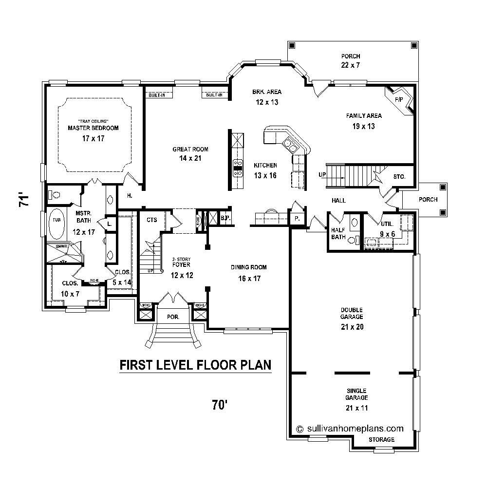 Floor Plan First Story of Country Plan #170-1298