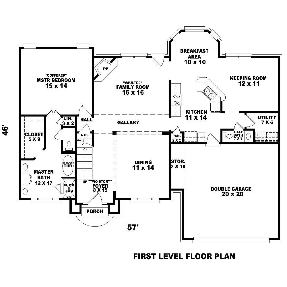 Floor Plan First Story of Traditional Plan #170-1305