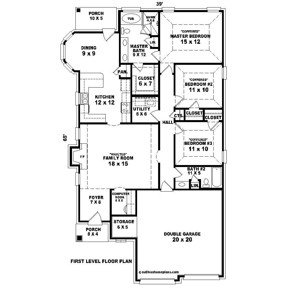 Floor Plan First Story of Country Plan #170-1310
