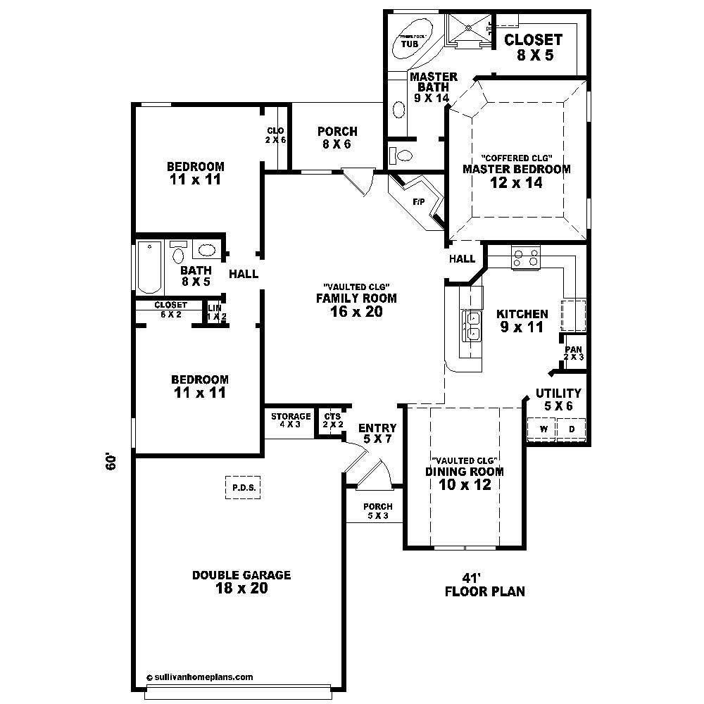 Floor Plan First Story of French Plan #170-1314
