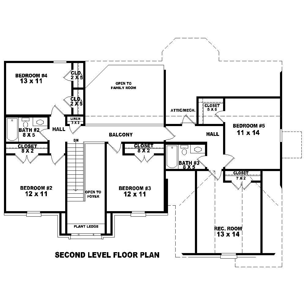Floor Plan Second Story of Traditional Plan #170-1316