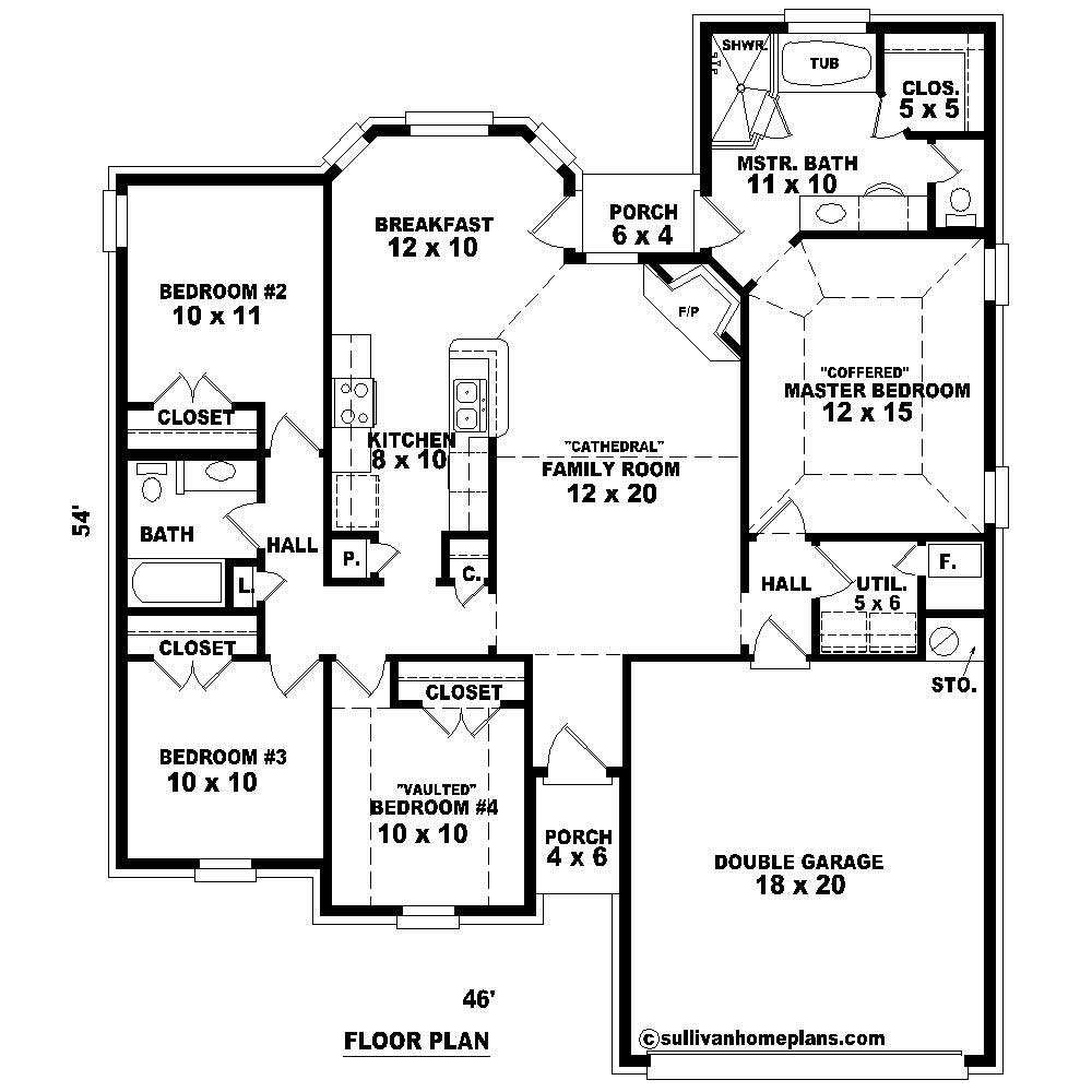 Floor Plan First Story of Small House Plans #170-1320