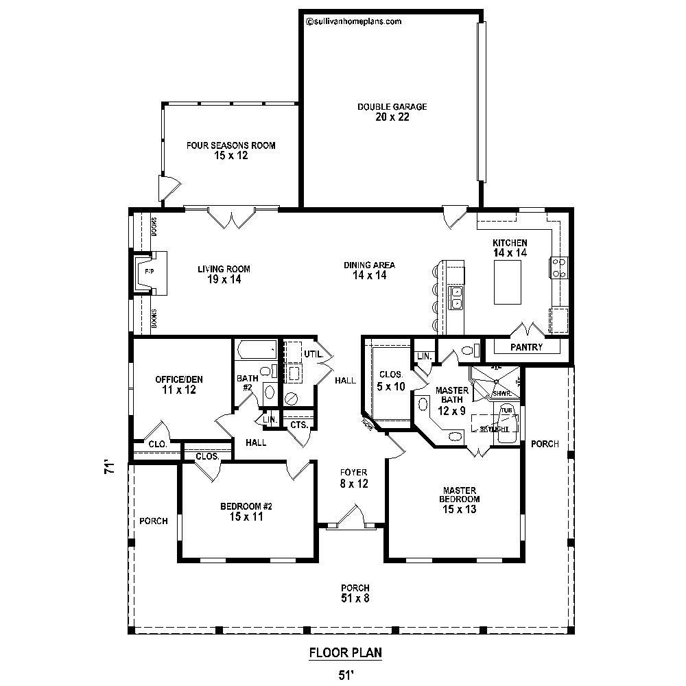 Floor Plan First Story of Country Plan #170-1321