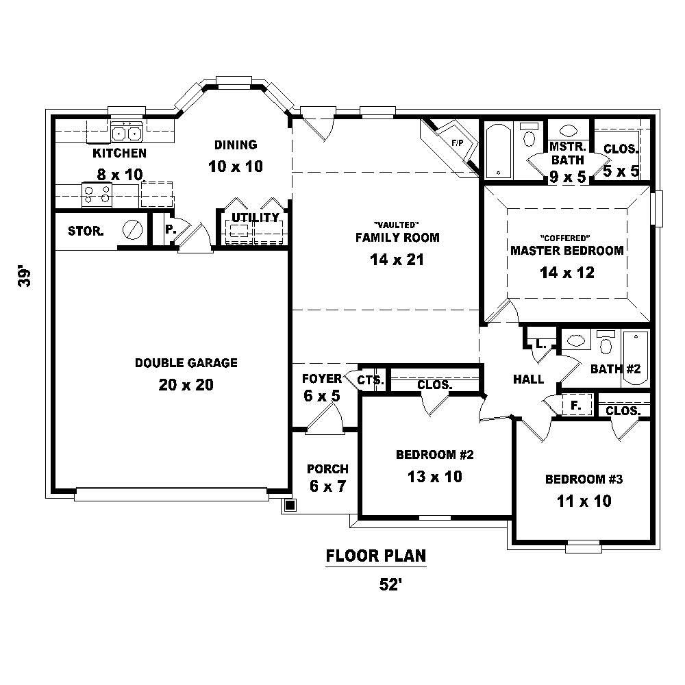 Floor Plan First Story of Small House Plans #170-1322