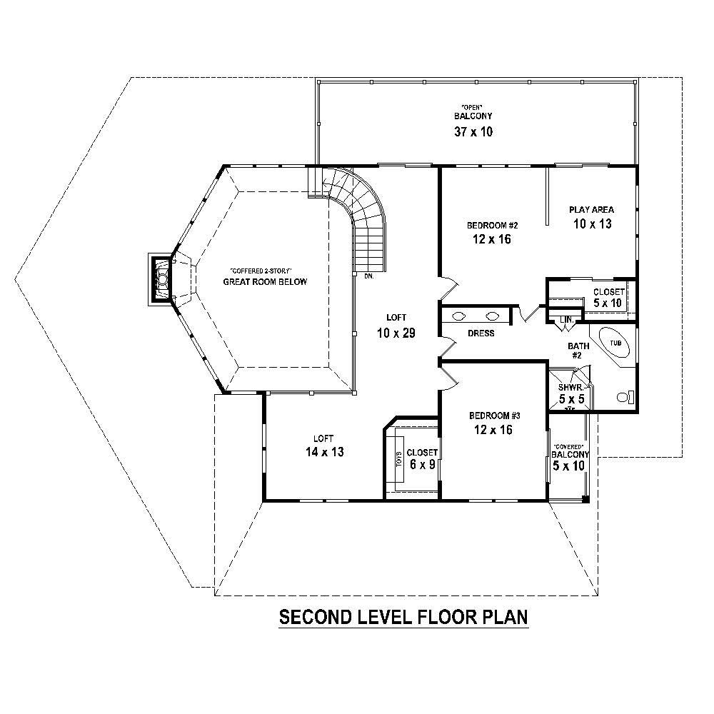 Floor Plan Second Story of Country Plan #170-1323
