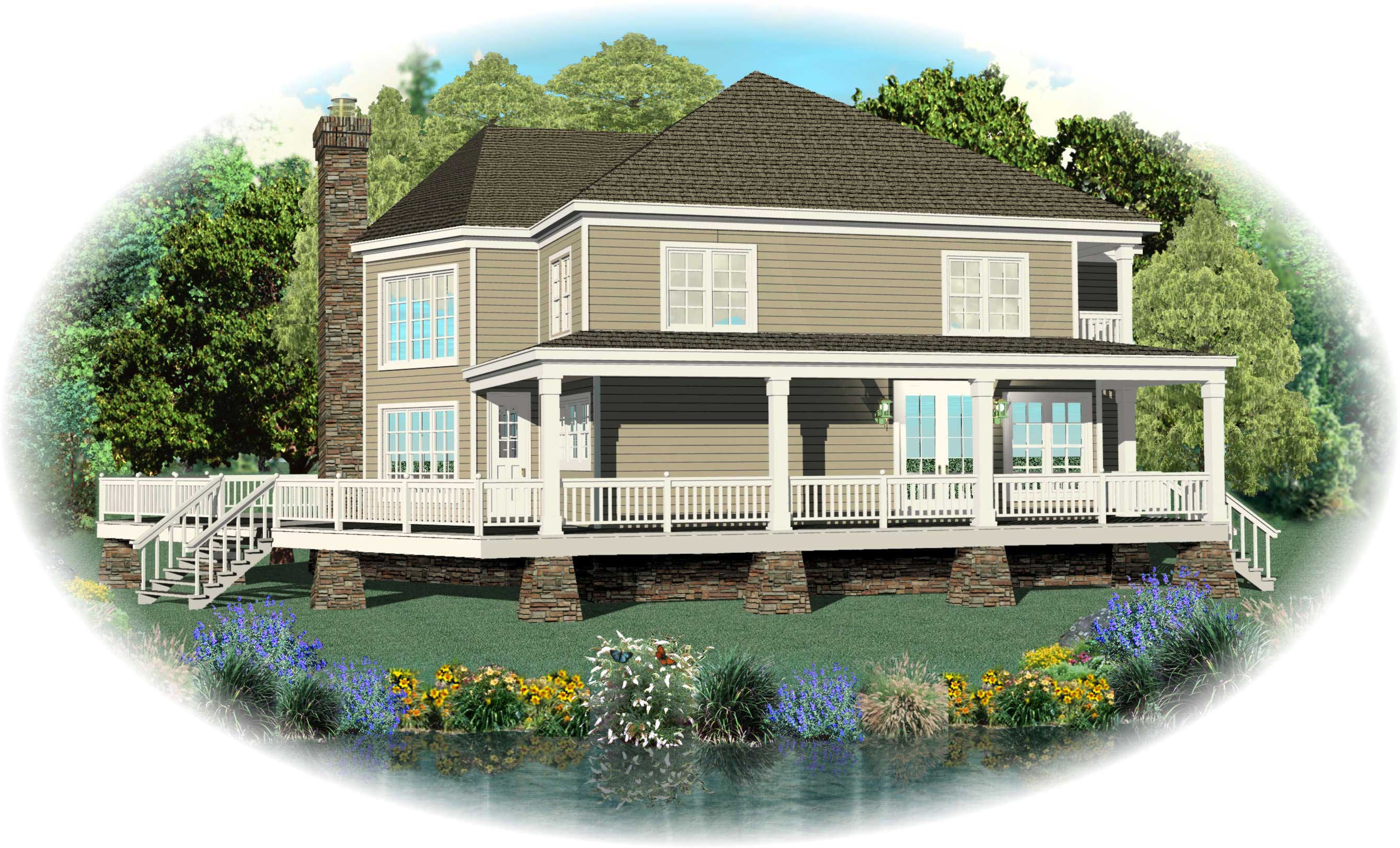 Front view of Country home (ThePlanCollection: House Plan #170-1323)