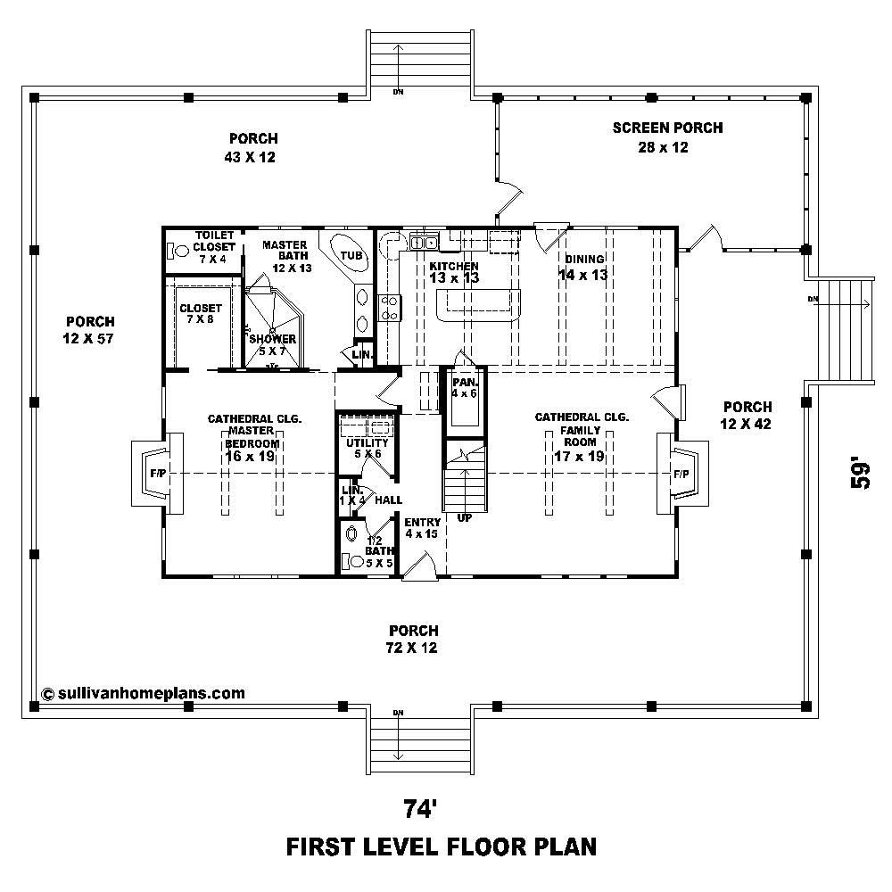 Floor Plan First Story of Country Plan #170-1326