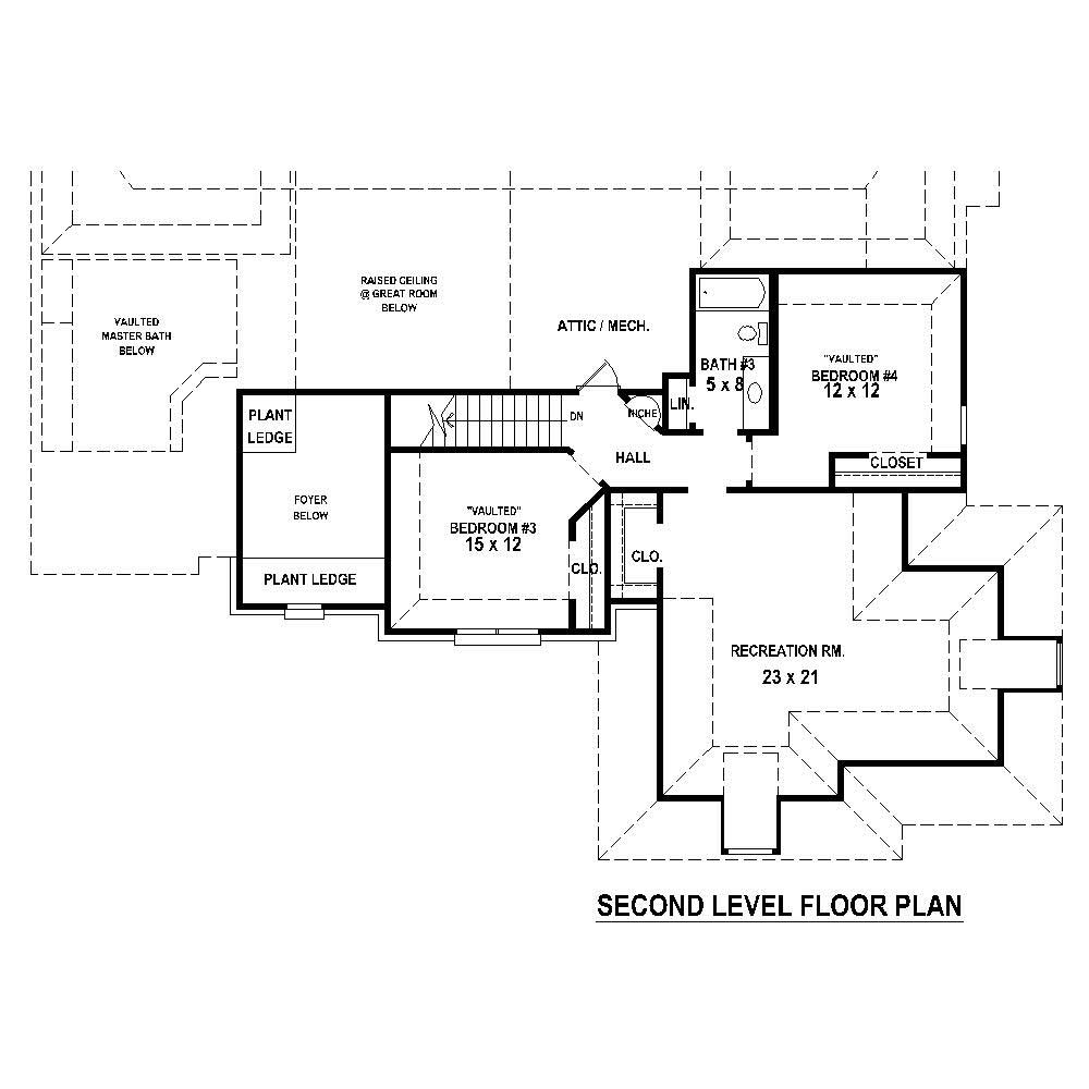 Floor Plan Second Story of Country Plan #170-1332