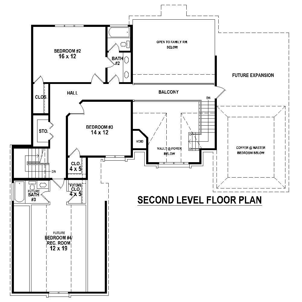 Floor Plan Second Story of French Plan #170-1334