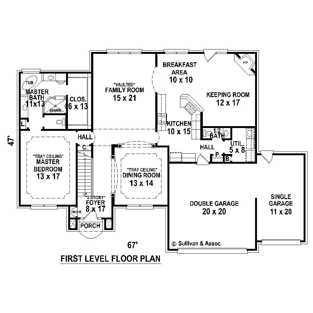 Floor Plan First Story of Country Plan #170-1336