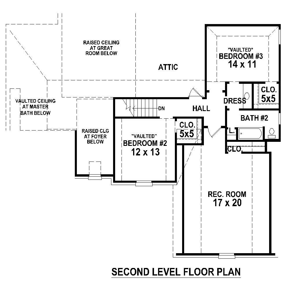 Floor Plan Second Story of Country Plan #170-1338