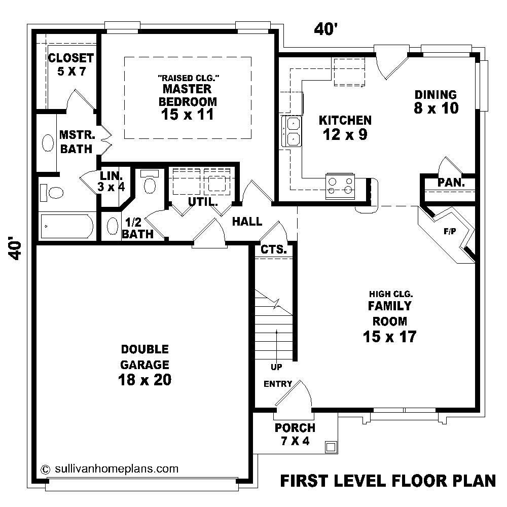 Floor Plan First Story of French Plan #170-1348