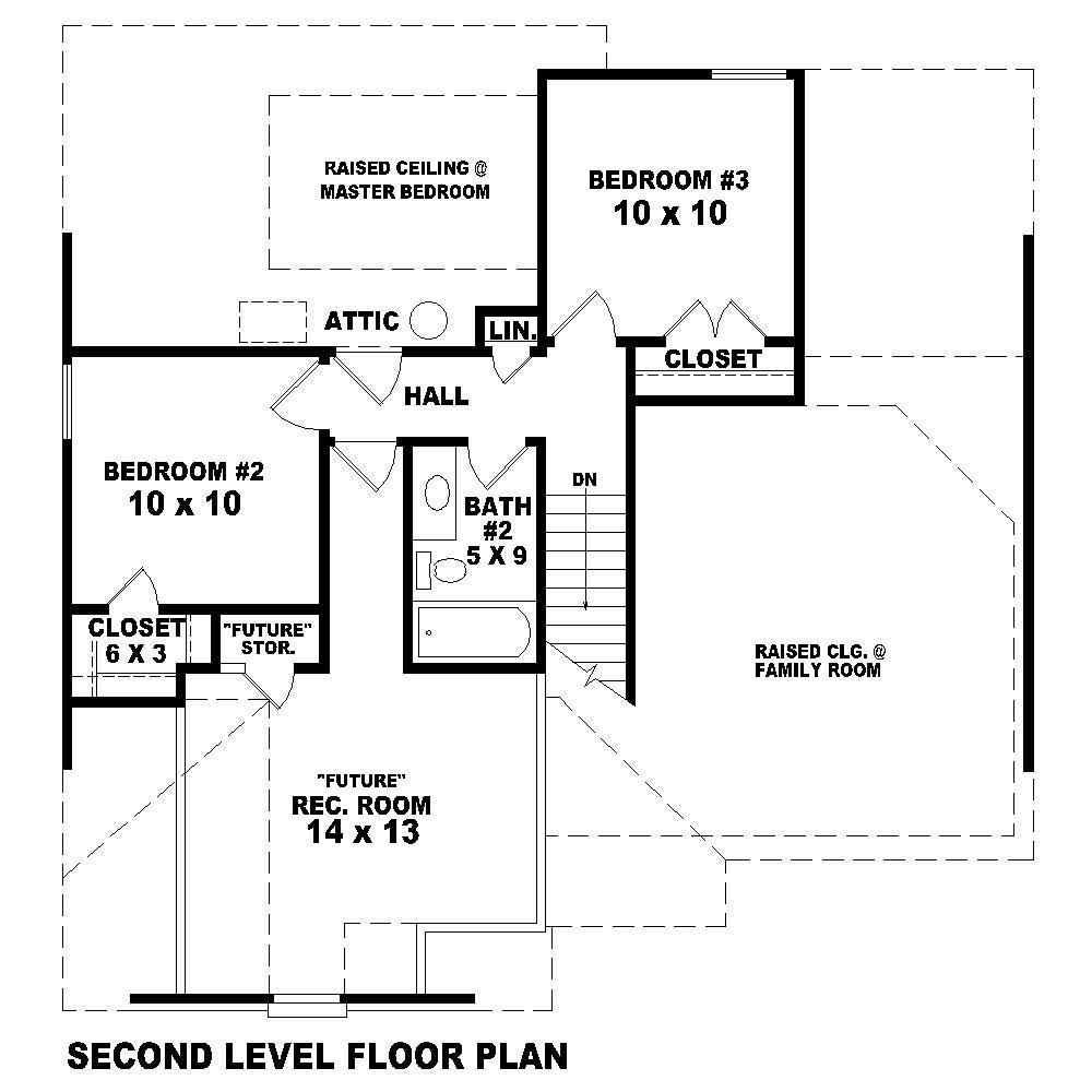 Floor Plan Second Story of French Plan #170-1348