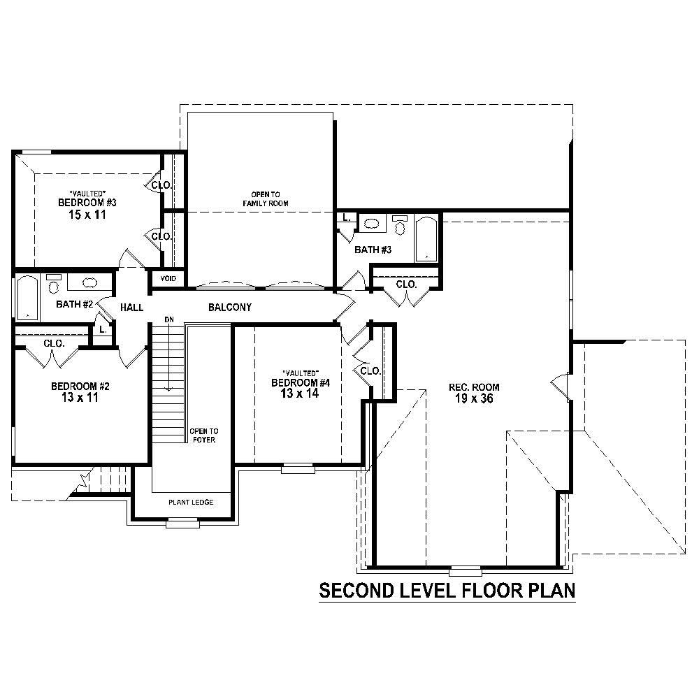 Floor Plan Second Story of Country Plan #170-1350
