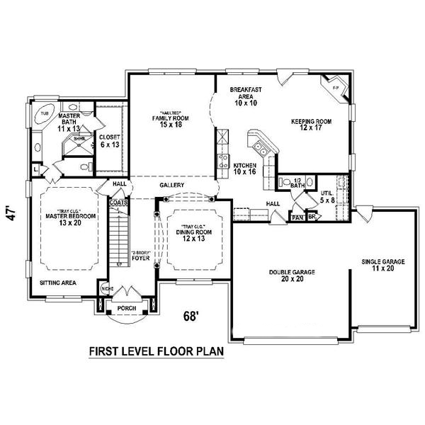 Floor Plan First Story of Country Plan #170-1350