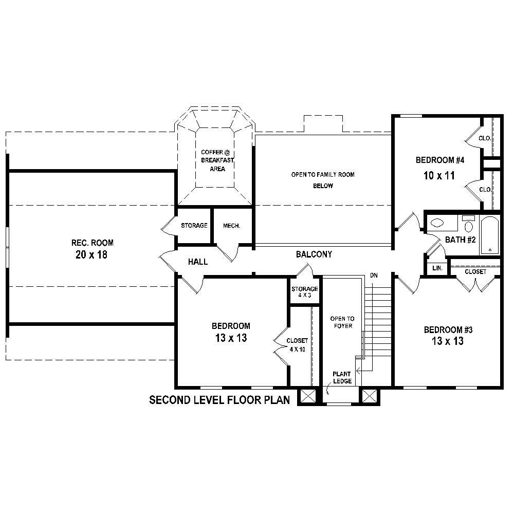 Floor Plan Second Story of Traditional Plan #170-1356