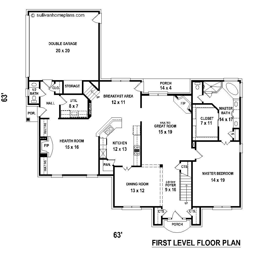 Floor Plan First Story of Traditional Plan #170-1365