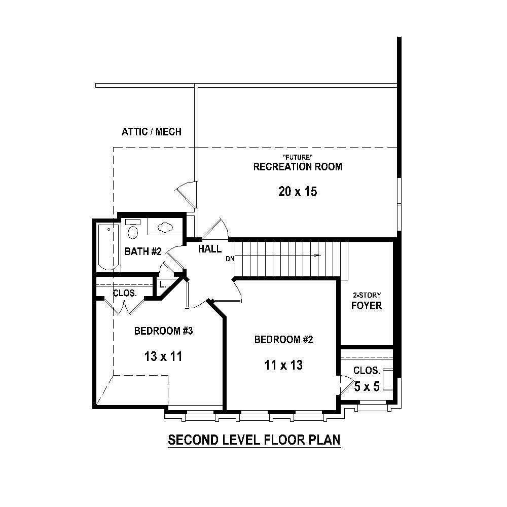 Floor Plan Second Story of French Plan #170-1368