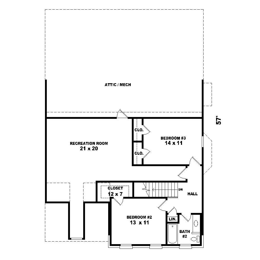 Floor Plan Second Story of French Plan #170-1369