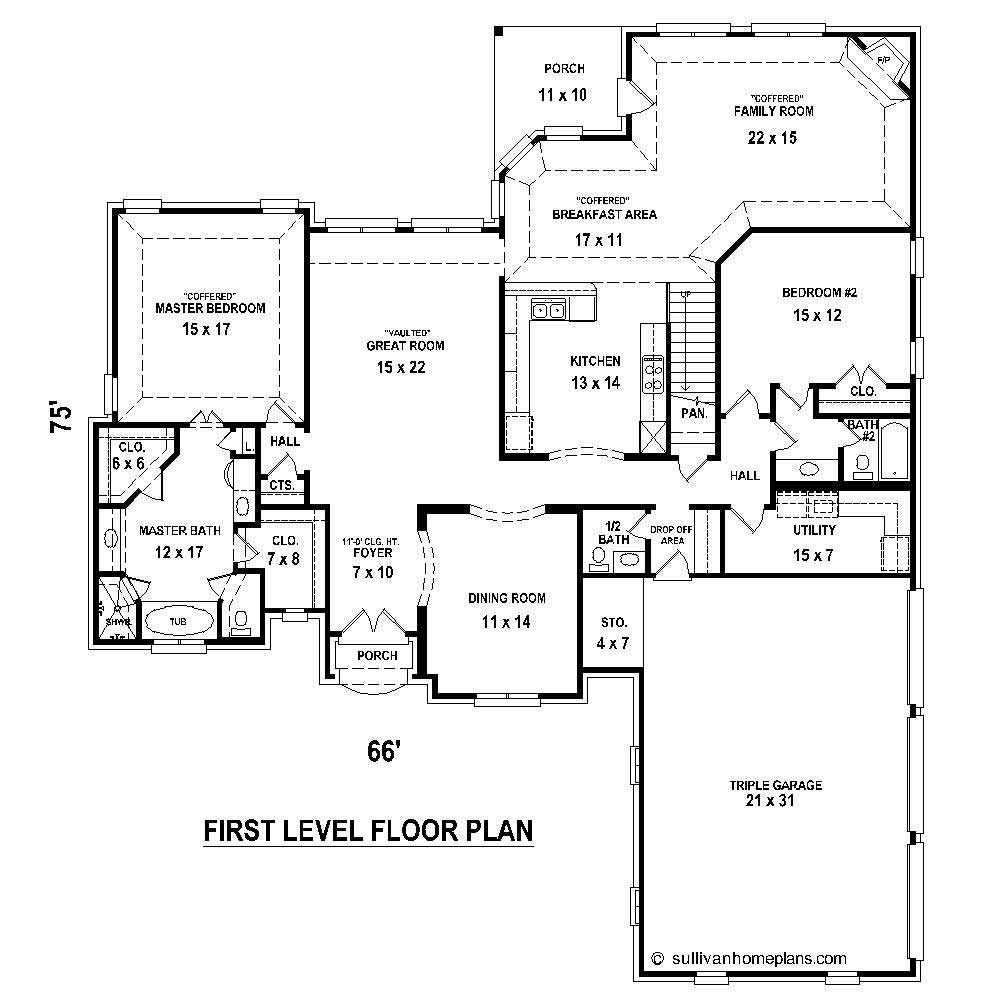 Floor Plan First Story of Country Plan #170-1376
