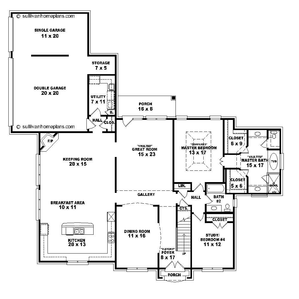 Floor Plan First Story of French Plan #170-1377
