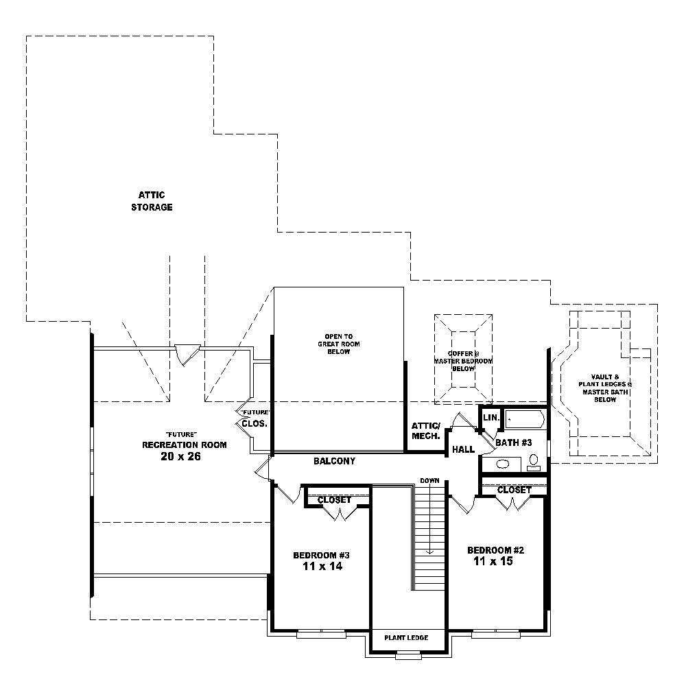 Floor Plan Second Story of French Plan #170-1377