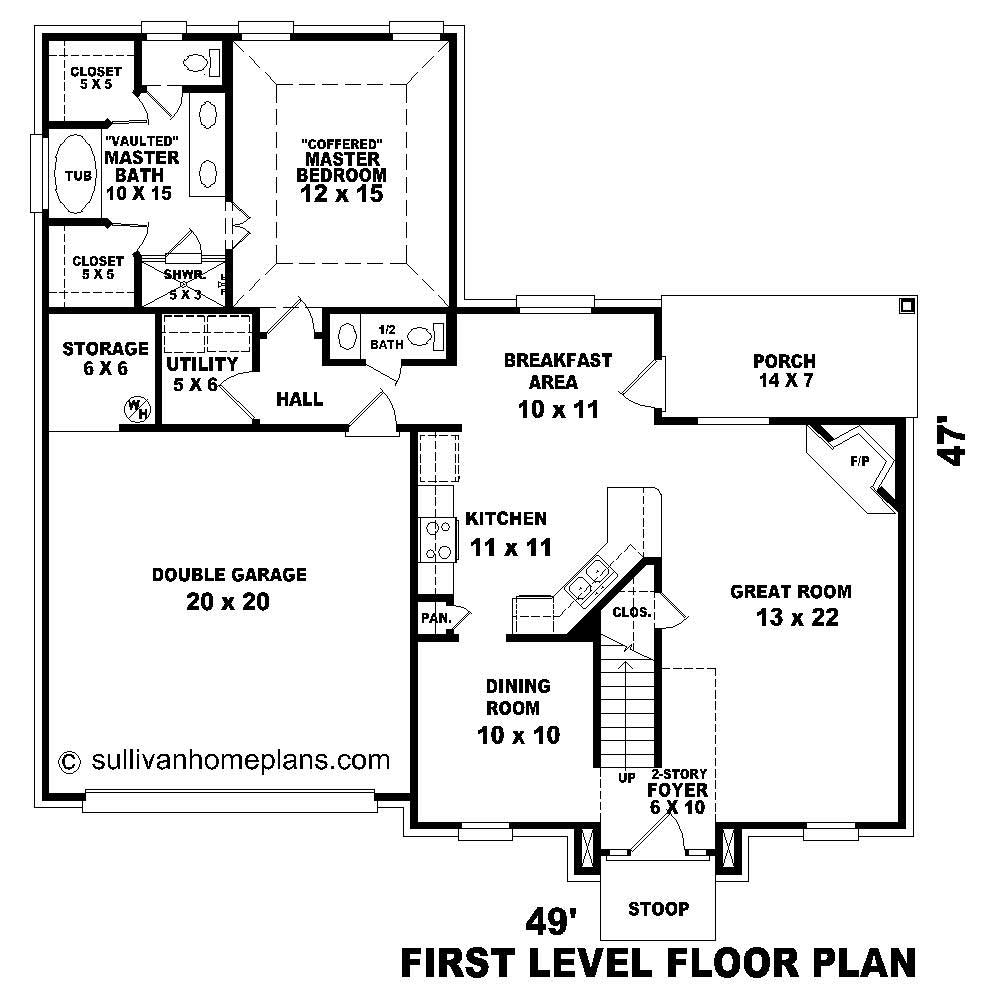 Floor Plan First Story of Traditional Plan #170-1379