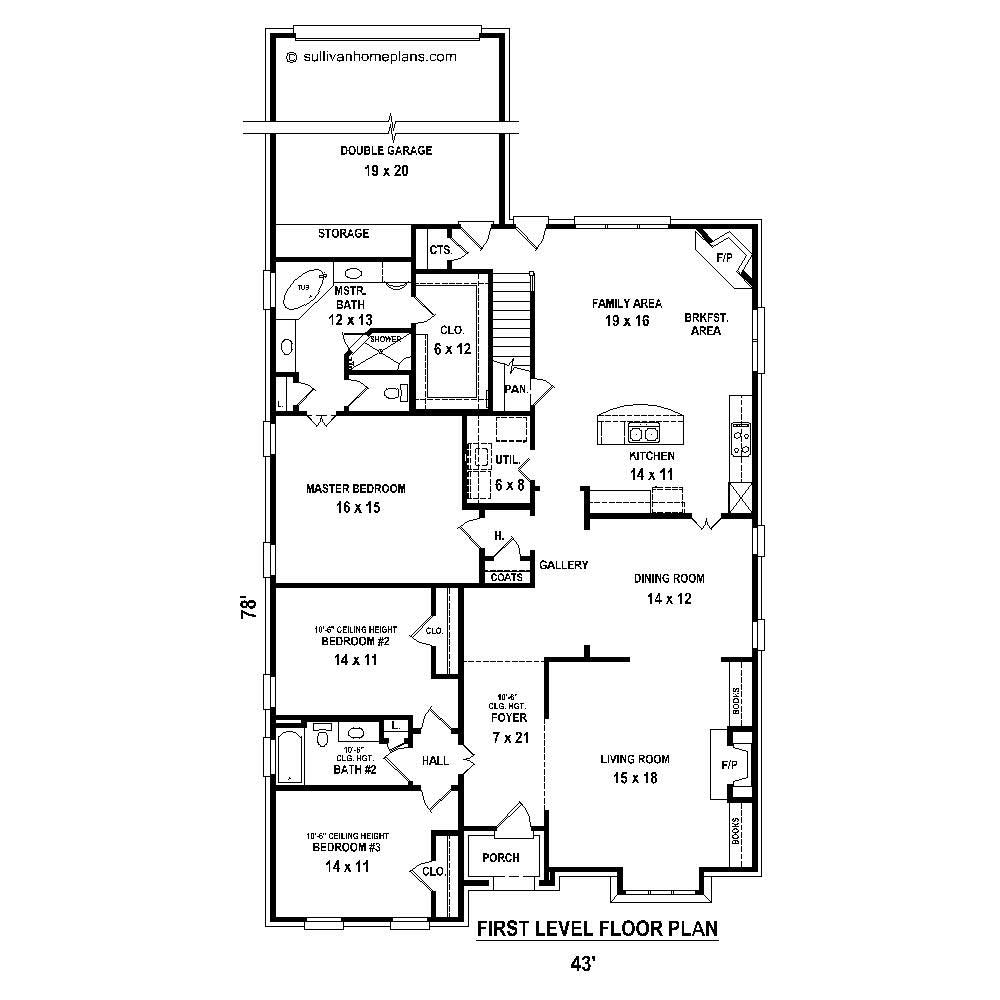 Floor Plan First Story of Cape Cod Plan #170-1380