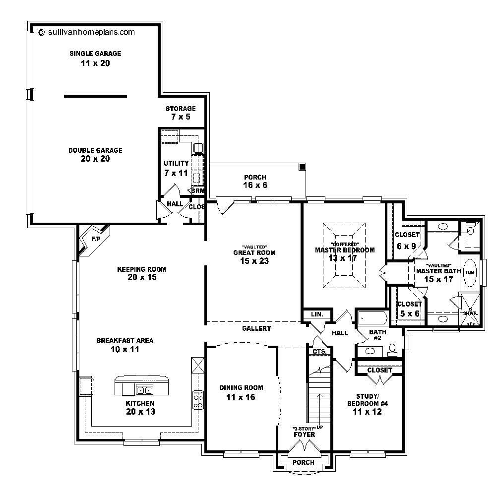 Floor Plan First Story of French Plan #170-1381
