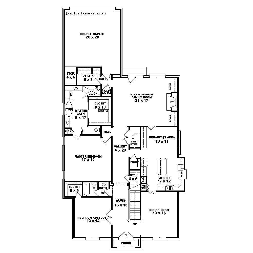 Floor Plan First Story of Traditional Plan #170-1384