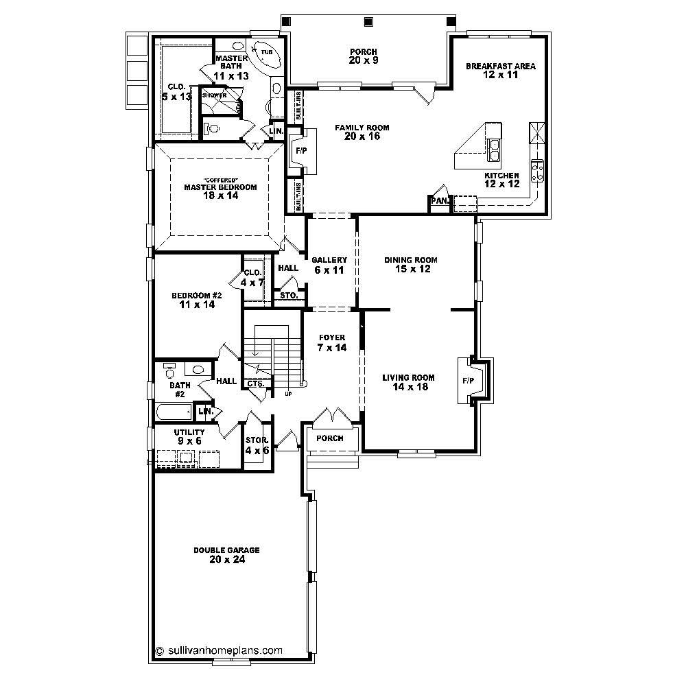Floor Plan First Story of French Plan #170-1385