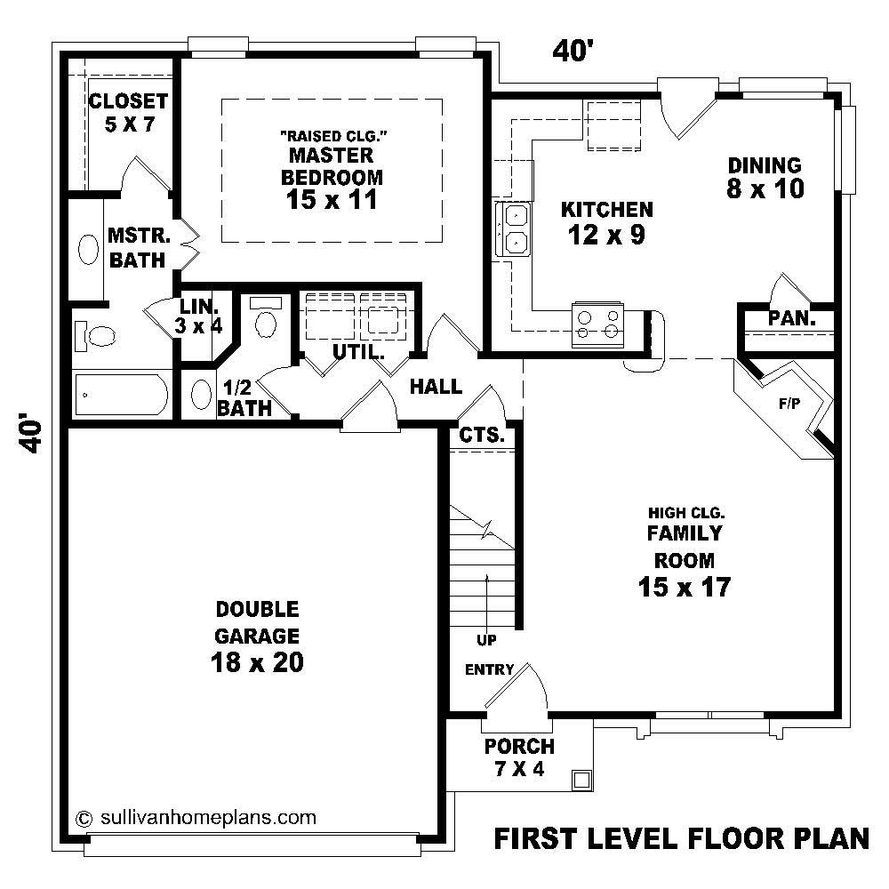 Floor Plan First Story of French Plan #170-1386
