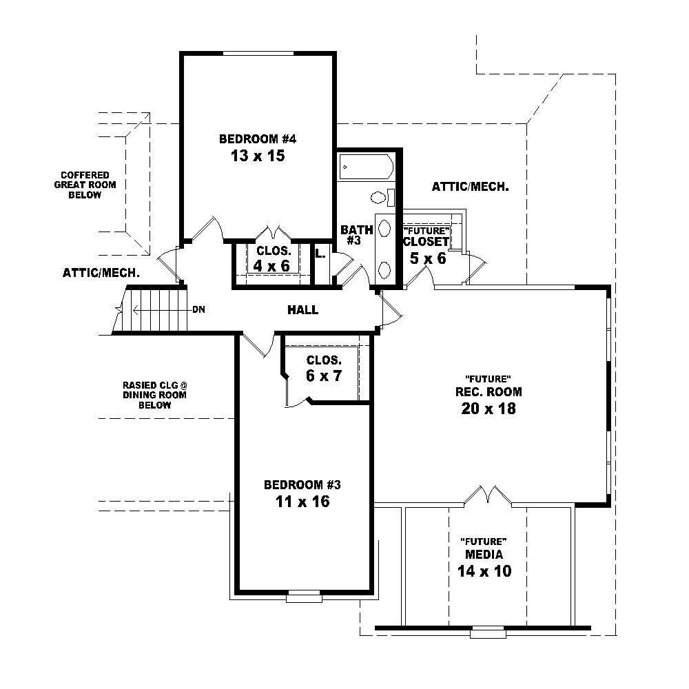 Floor Plan Second Story of French Plan #170-1387