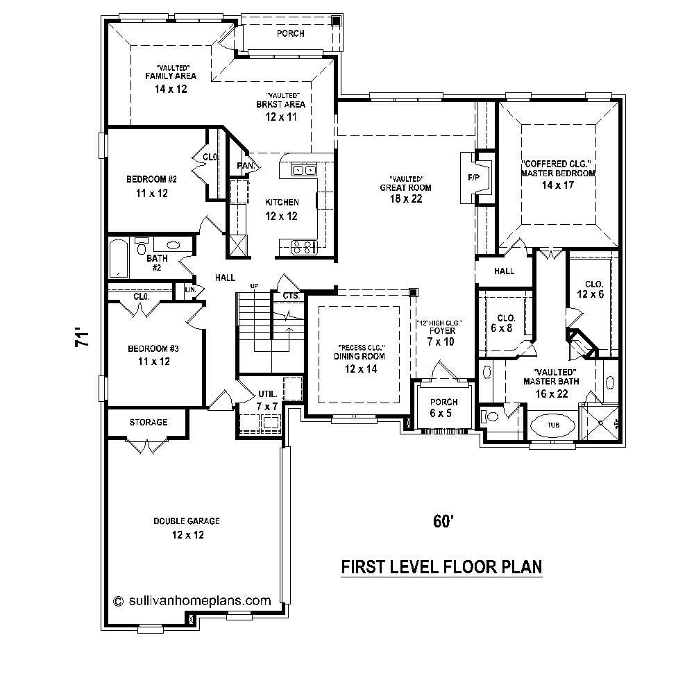 Floor Plan First Story of French Plan #170-1390
