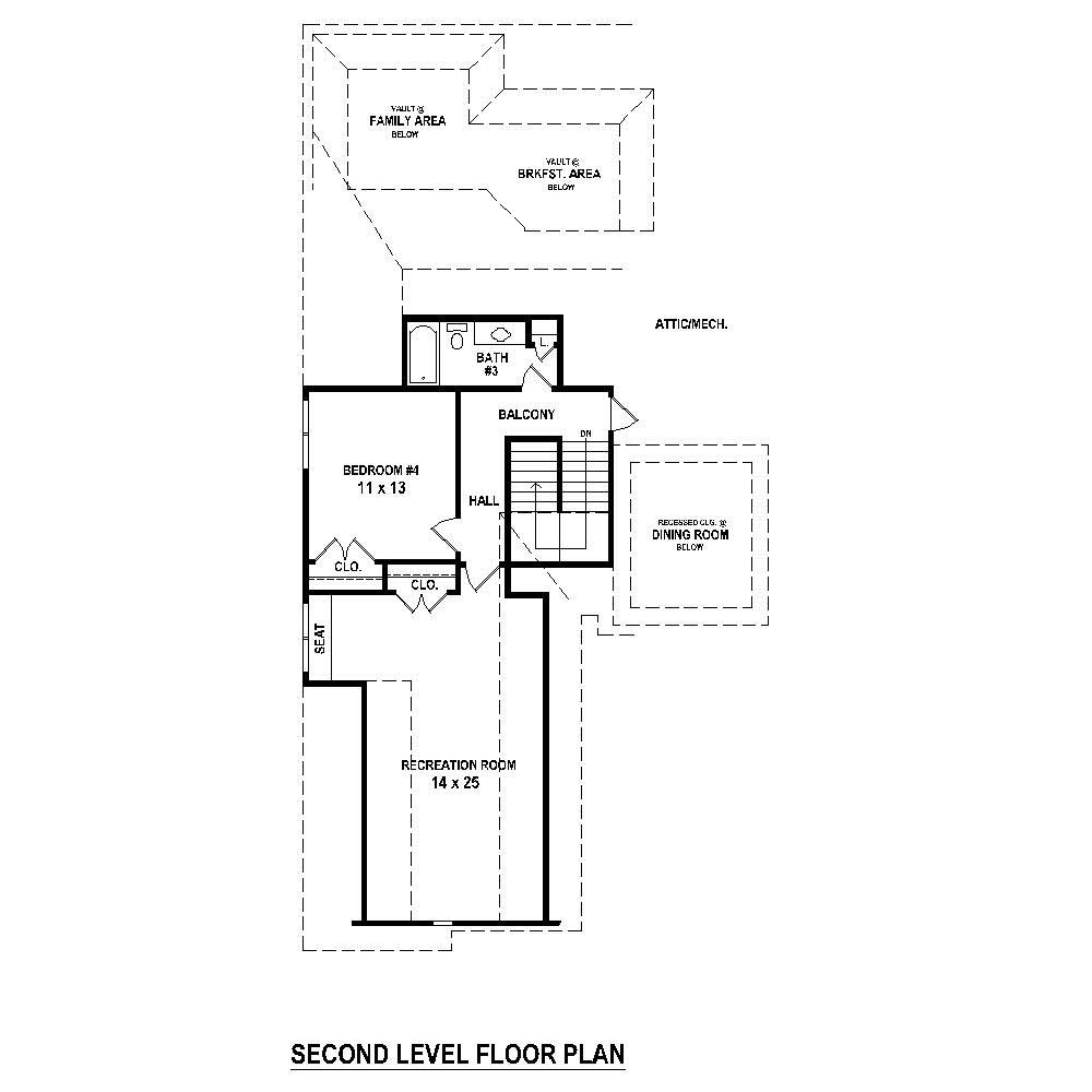 Floor Plan Second Story of French Plan #170-1390