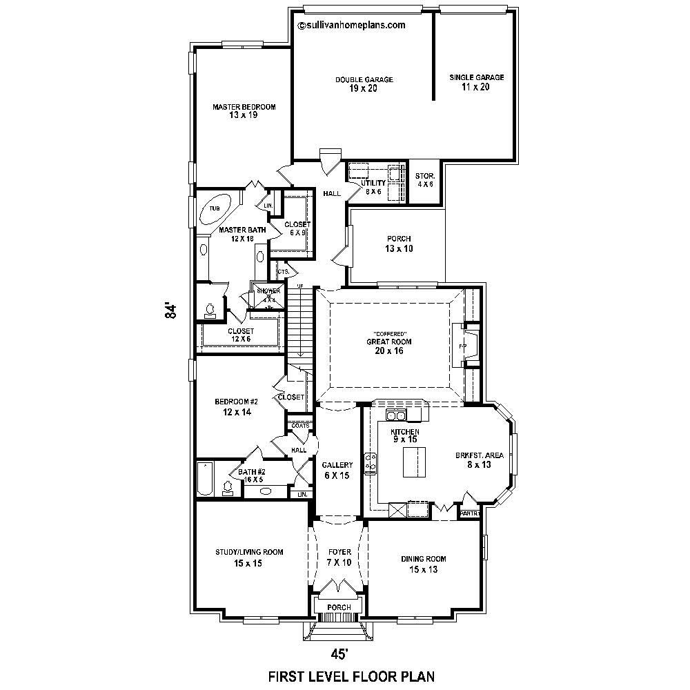 Floor Plan First Story of Country Plan #170-1391