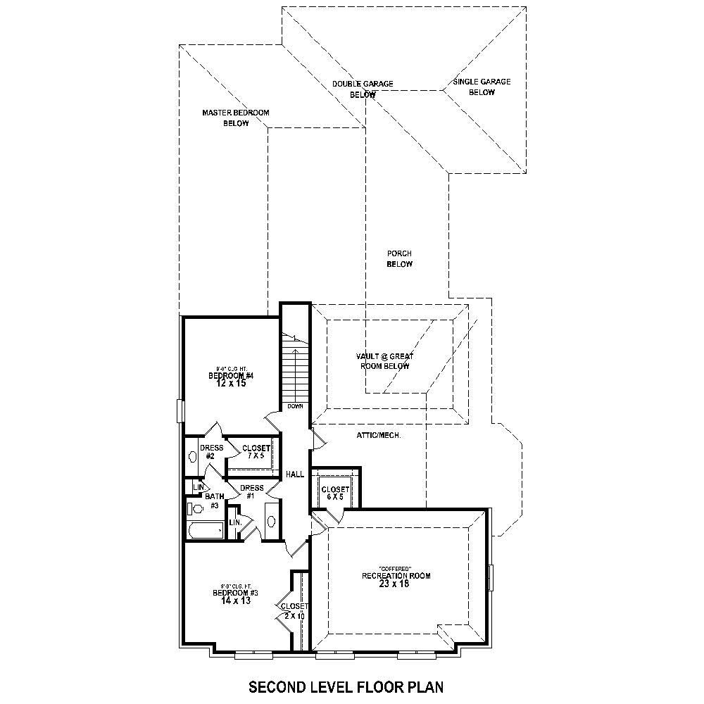 Floor Plan Second Story of Country Plan #170-1391