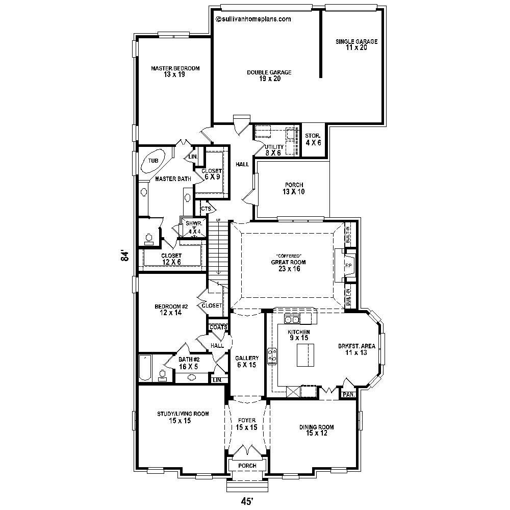 Floor Plan First Story of Traditional Plan #170-1392