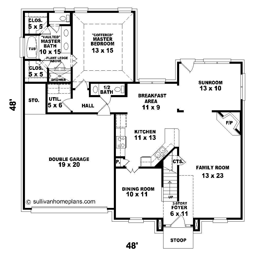 Floor Plan First Story of Traditional Plan #170-1395