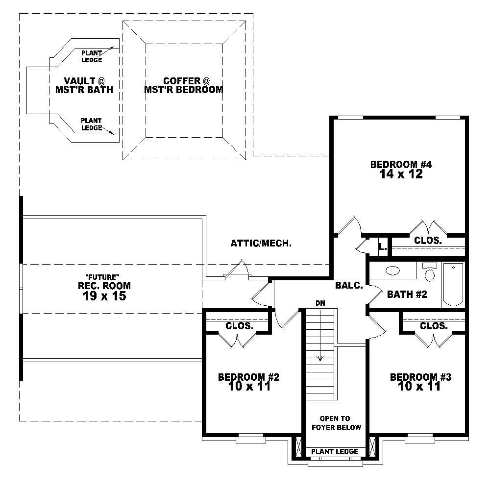 Floor Plan Second Story of Traditional Plan #170-1395
