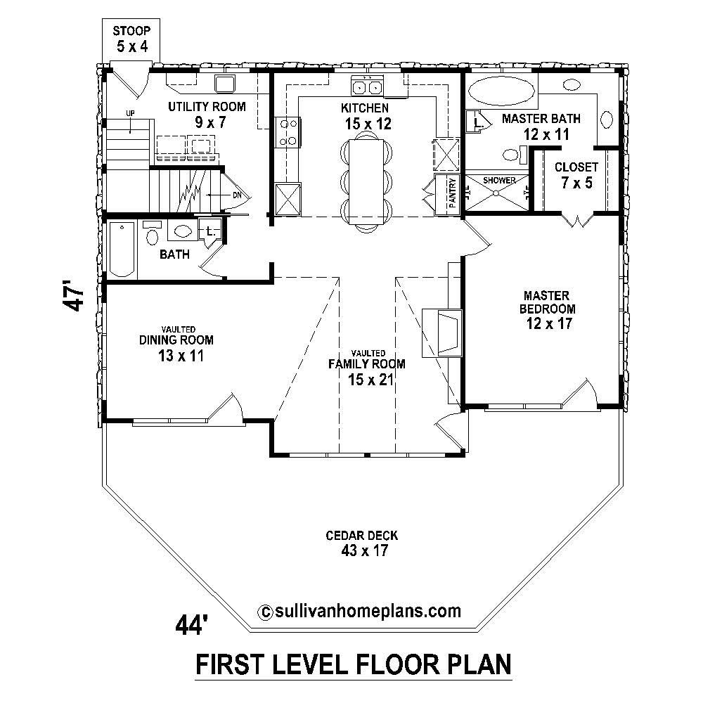 Floor Plan First Story of Country Plan #170-1396