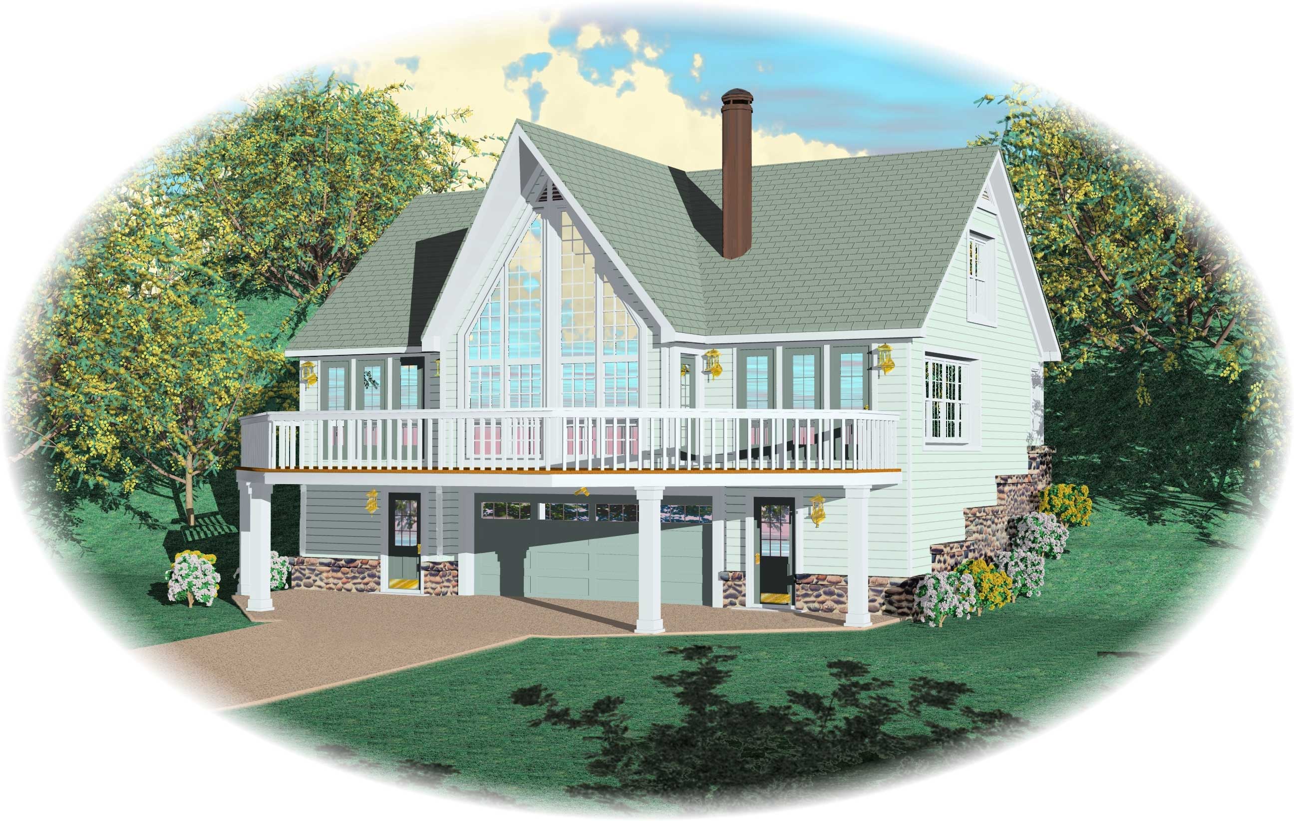 Front view of Country home (ThePlanCollection: House Plan #170-1396)