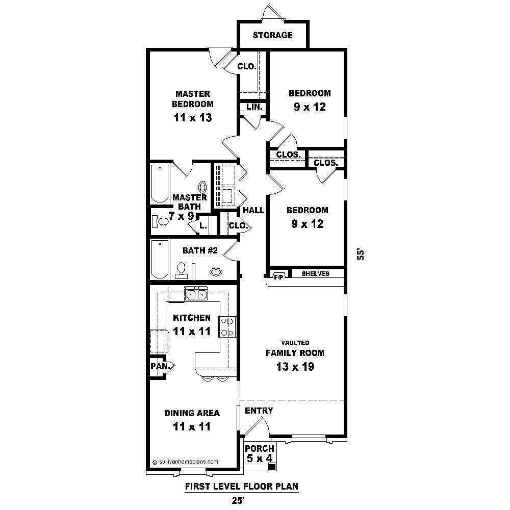 Floor Plan First Story of French Plan #170-1397