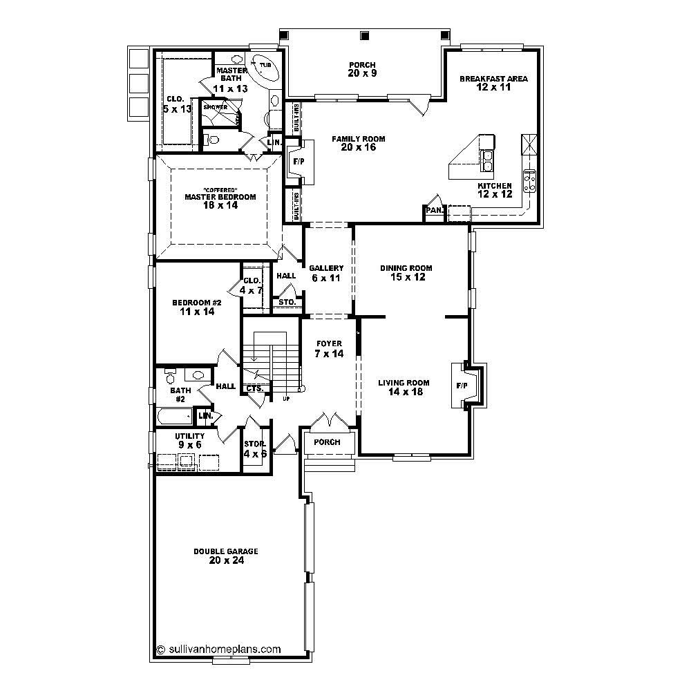 Floor Plan First Story of French Plan #170-1399