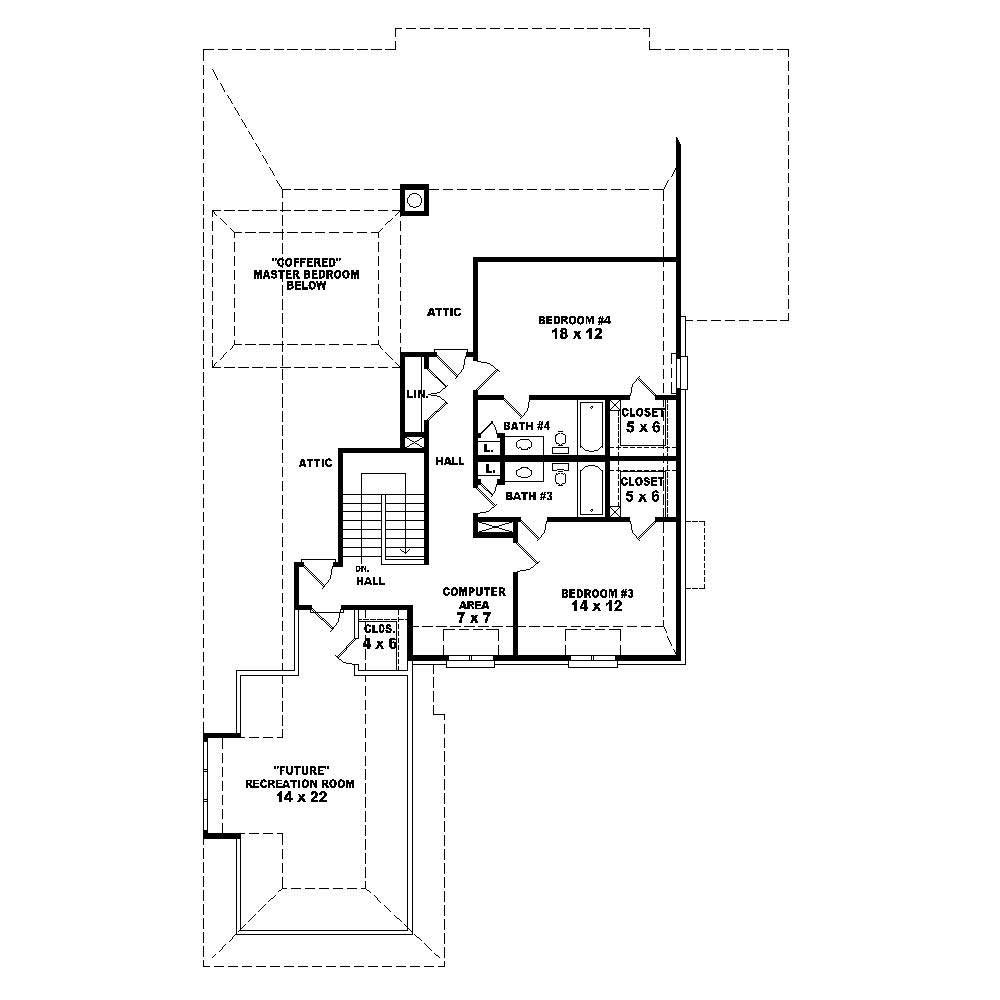 Floor Plan Second Story of French Plan #170-1399