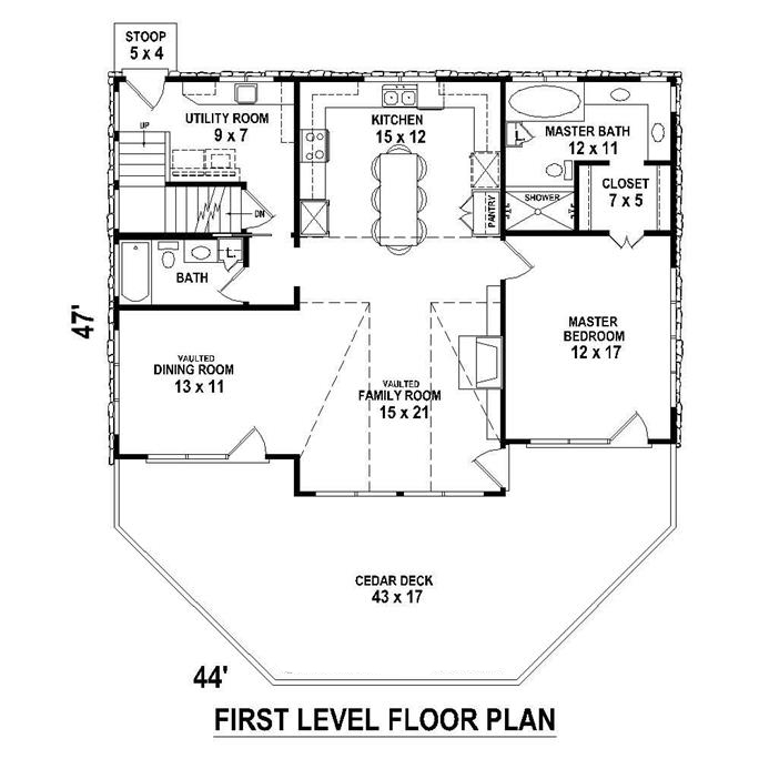 Floor Plan First Story of Country Plan #170-1400