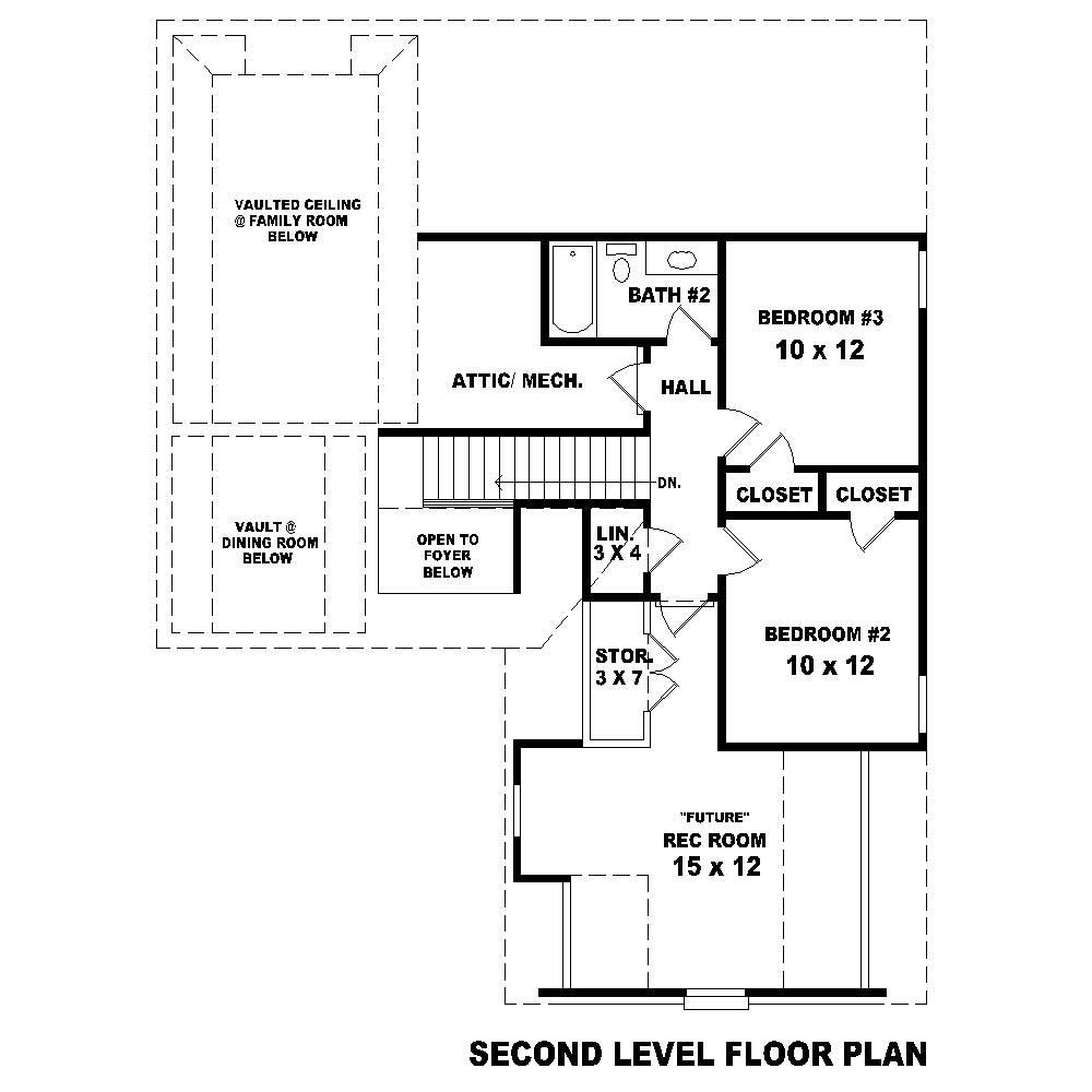 Floor Plan Second Story of French Plan #170-1401
