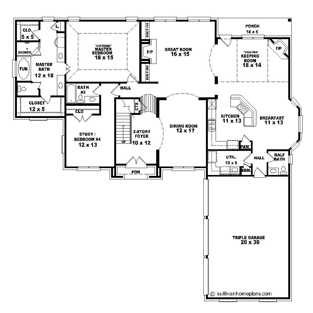 Floor Plan First Story of Luxury Plan #170-1403